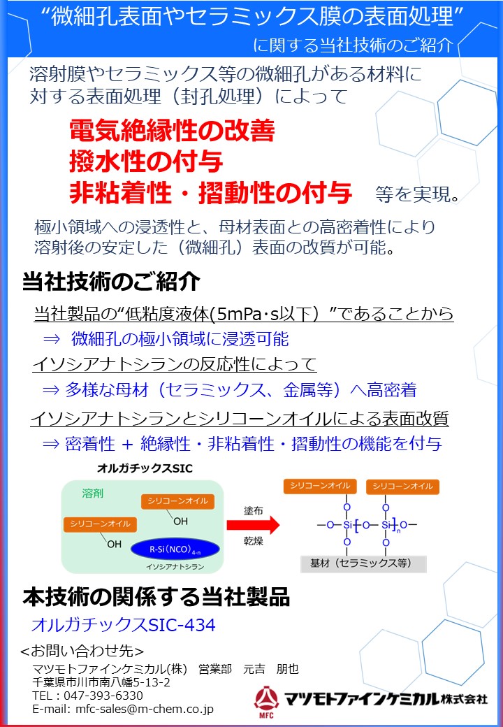 溶射膜の微細孔やセラミックス膜の表面処理” に関する当社技術のご紹介